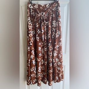 Floral Maxi Skirt | M | Brown